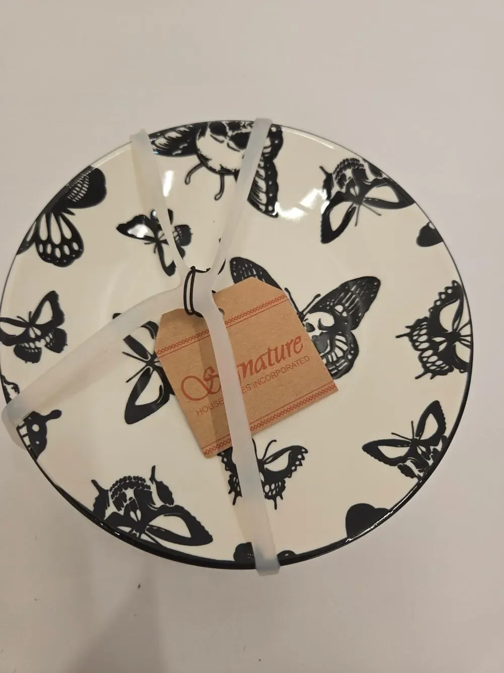 Signature Housewares Skull Butterfly Plates Set of 4 Halloween NWT